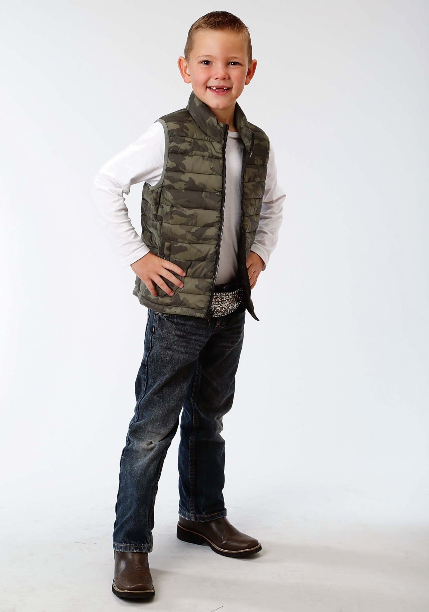 Roper Boys Crushable Parachute Vest-Green