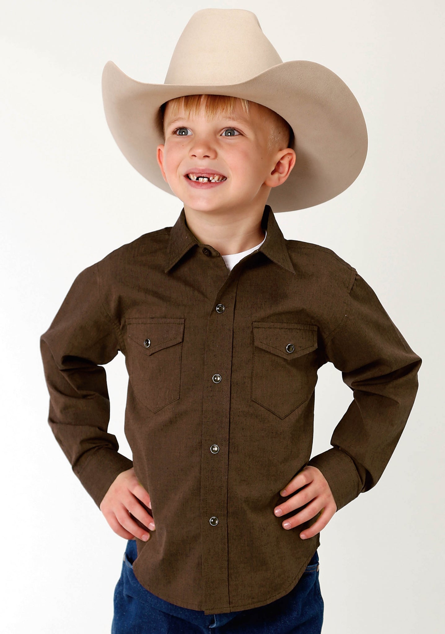 Roper Boys Amarillo Plum Creek Shirt SM Chocolate
