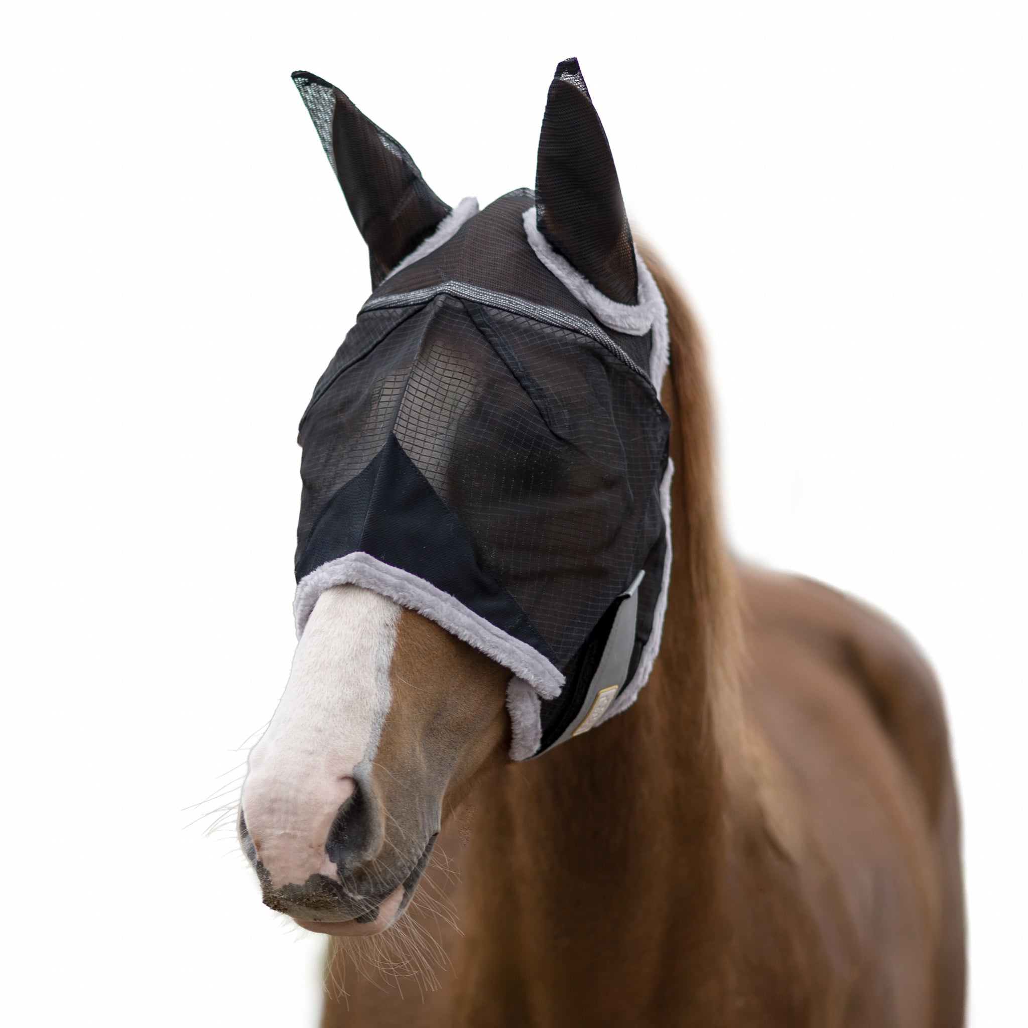 BARN & STABLE Fly Mask with Ears & Fleece Trim