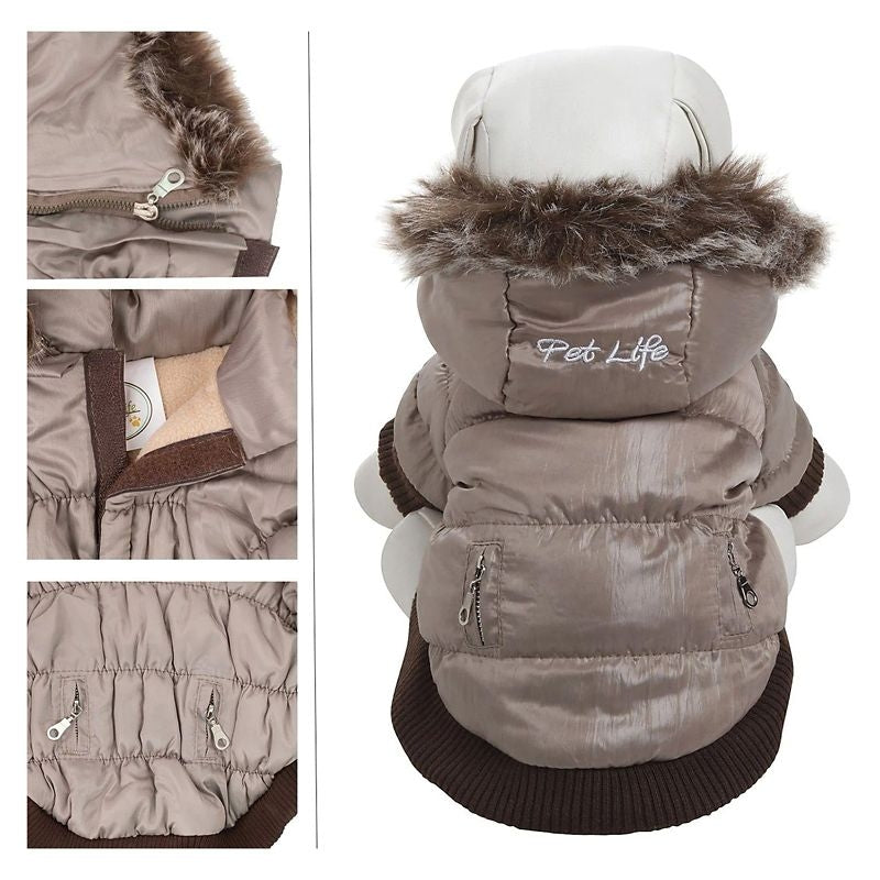 Pet Life Metallic Grey Parka Dog Coat