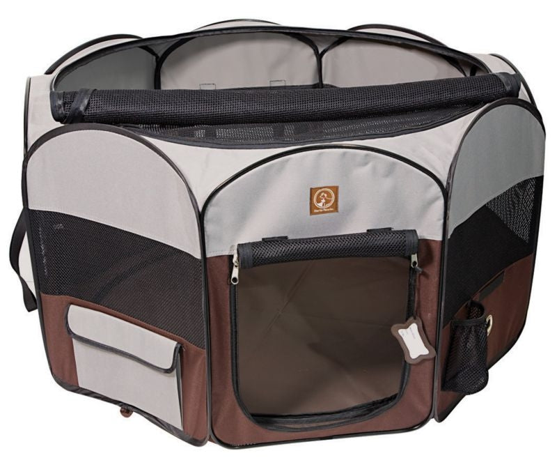 One for Pets Grey/Brown Portable Pet Playpen