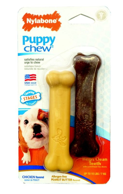 Nylabone Puppy Chew Twin Pack Peanut Butter Flavor