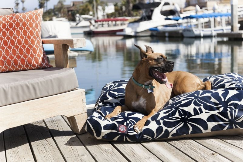Outdoor Navy Blue Plantation Rectangle Pet Bed