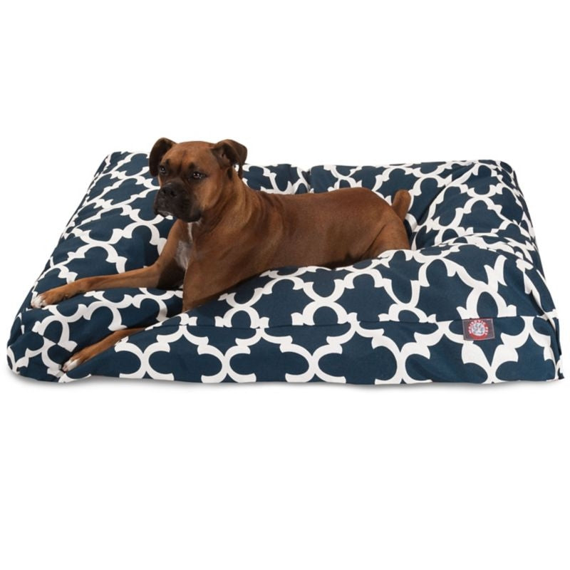 Majestic Outdoor Navy Trellis Rectangle Pet Bed