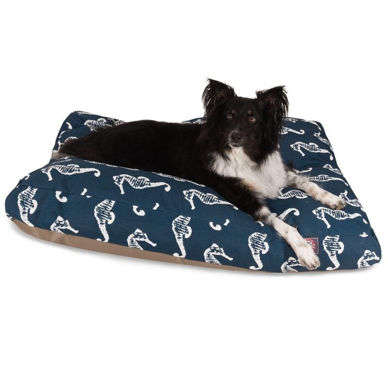 Outdoor Navy Sea Horse Rectangle Pet Bed