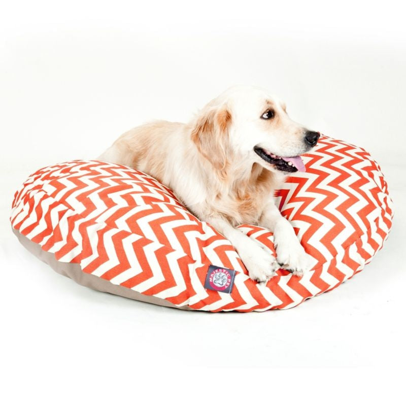 Majestic Outdoor Orange Chevron Round Pet Bed