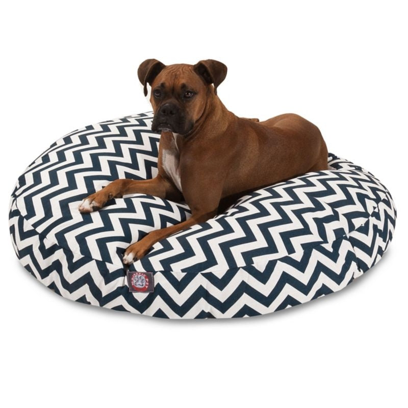 Majestic Pet Outdoor Navy Chevron Round Pet Bed