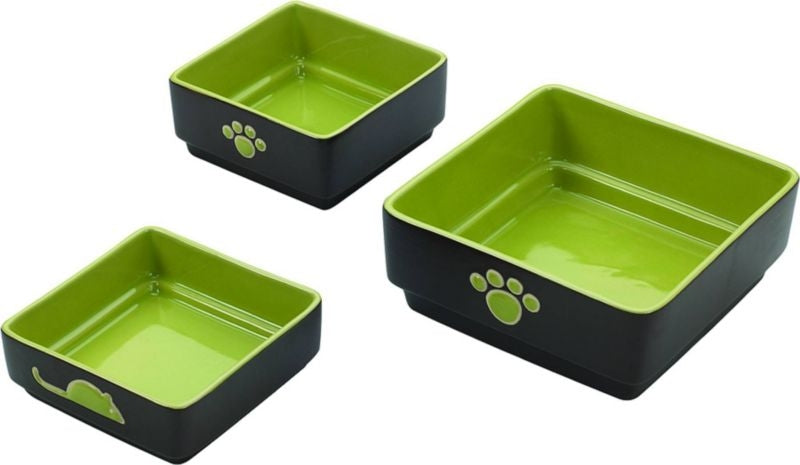 SPOT Four Square Stoneware Dog Dish