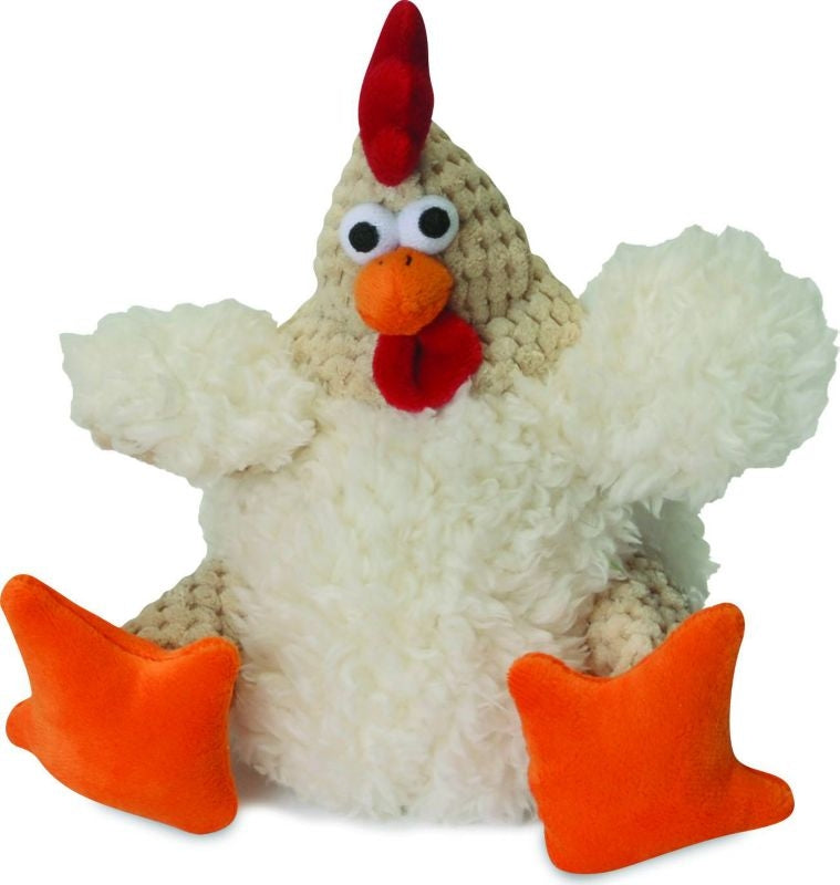 goDog Fat White Rooster Dog Toy