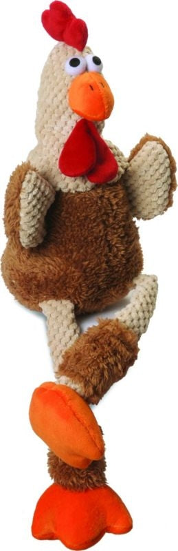 goDog Checkers Skinny Brown Rooster Dog Toy