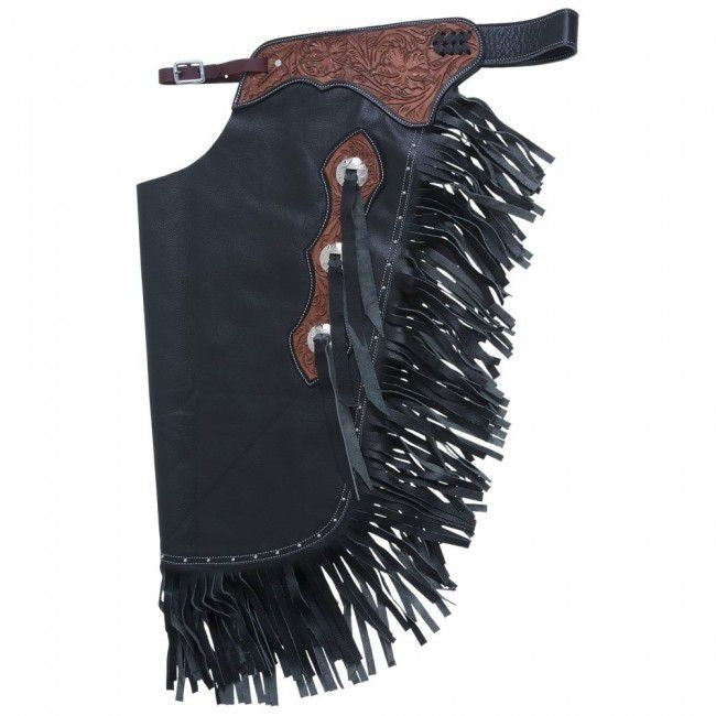 Tough1 Leather Floral Tooled Cowboy Chinks