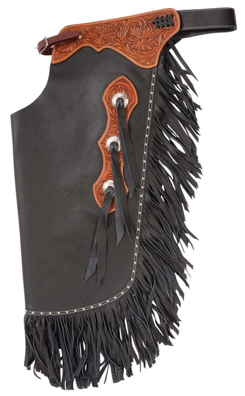 Tough1 Leather Floral Tooled Cowboy Chinks