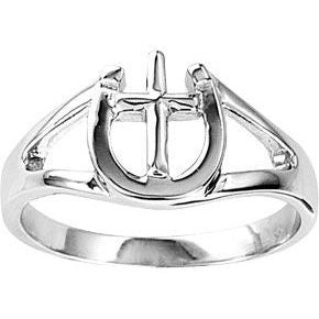 Kelly Herd Cross & Horseshoe Ring - Sterling Silve