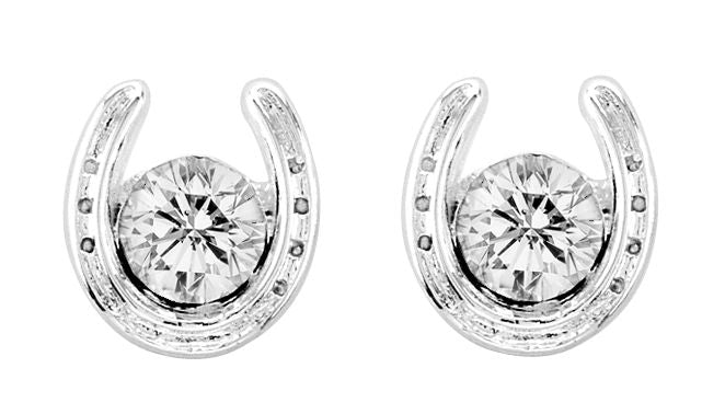 Kelly Herd Round Stone Horseshoe Earrings
