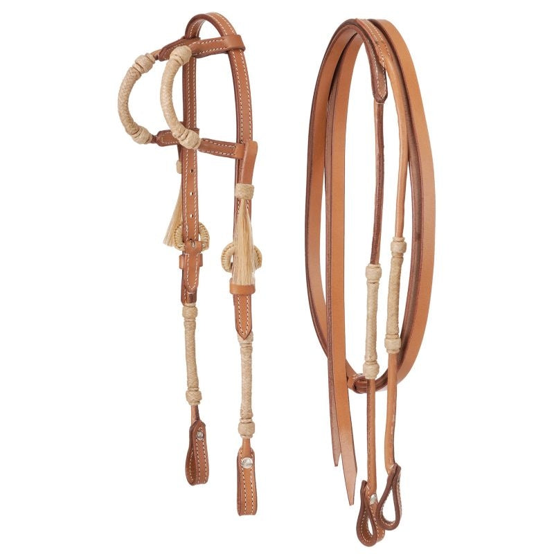Royal King Braided Rawhide Tassel Dbl Ear Headstal