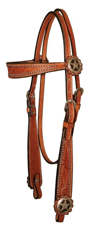 Circle Y Iron Star Floral Old Timer Headstall