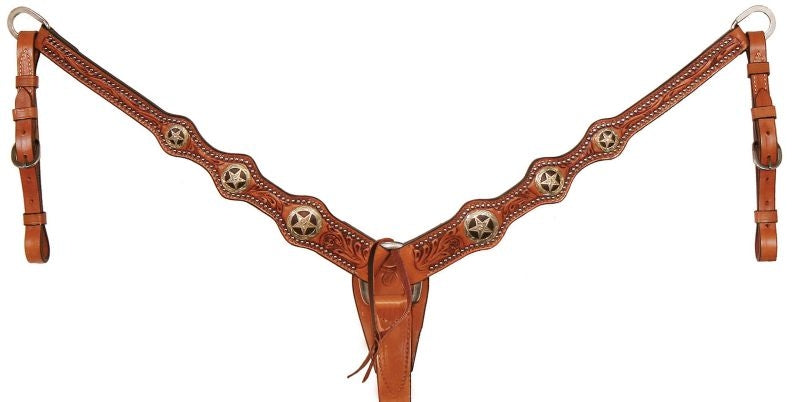 Circle Y Iron Star Scalloped Breast Collar