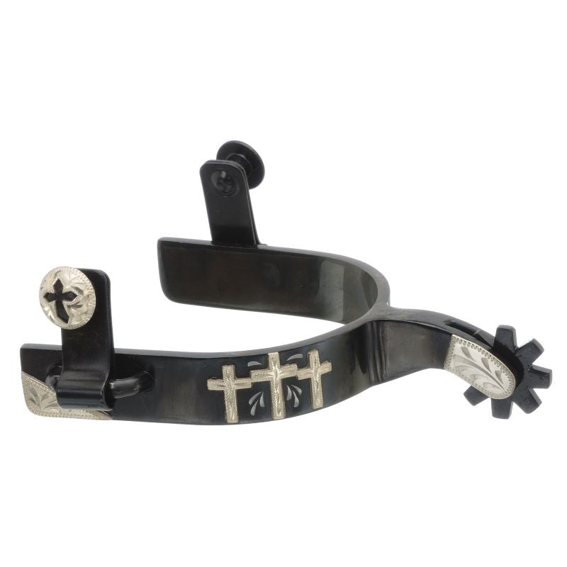 Kelly Slv Star Spur with 3 Cross Design Mens Blk