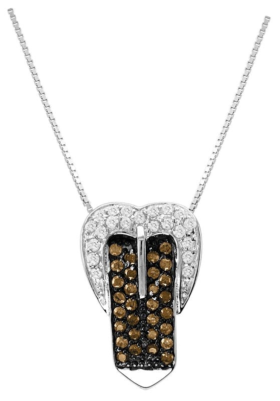 Kelly Herd Pave Buckle Necklace Chocolate
