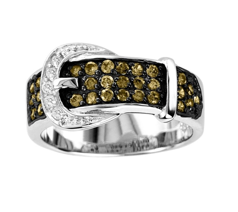 Kelly Herd Ladies Chocolate CZ Buckle Ring