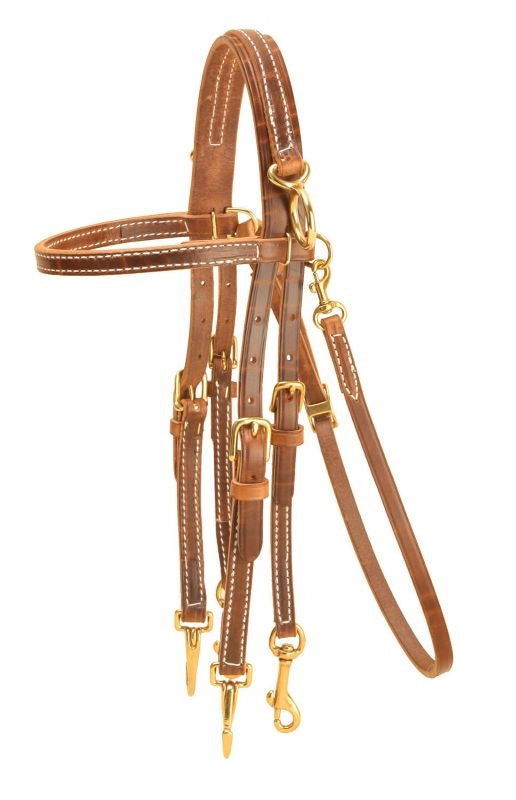 Tory Harness Leather Sidecheck Double Headstall