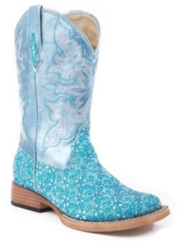 Roper Kids Floral Glitter Boots