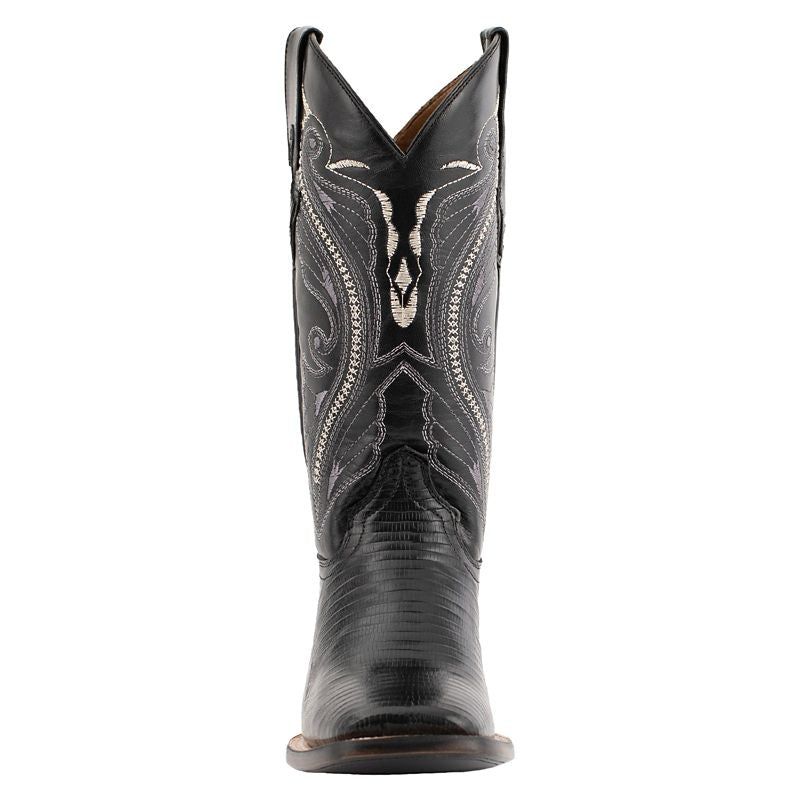 Ferrini Mens Teju Lizard Sq Toe Black Boots