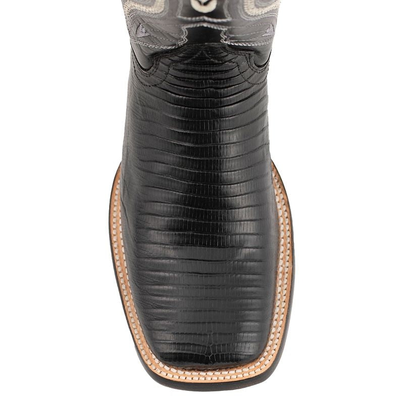 Ferrini Mens Teju Lizard Sq Toe Black Boots
