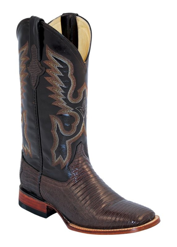 Ferrini Mens Teju Lizard Sq Toe Black Boots