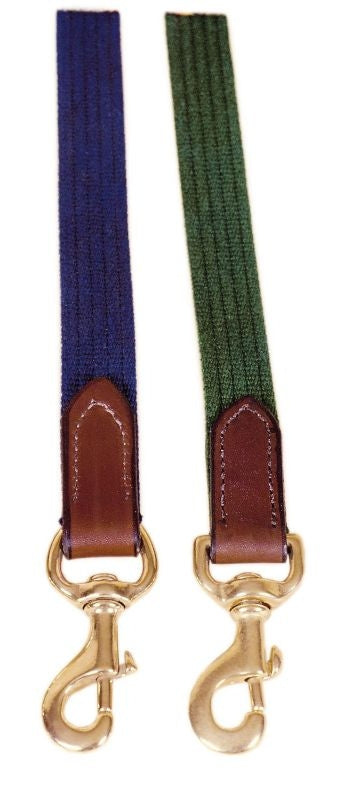 Tory 7 Cotton Web Lead With Leather Ends 7FT Bk/Gry