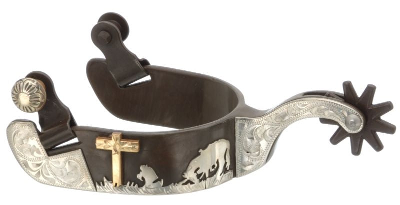 Tough1 Mens AT Silver Praying Cowboy Spurs