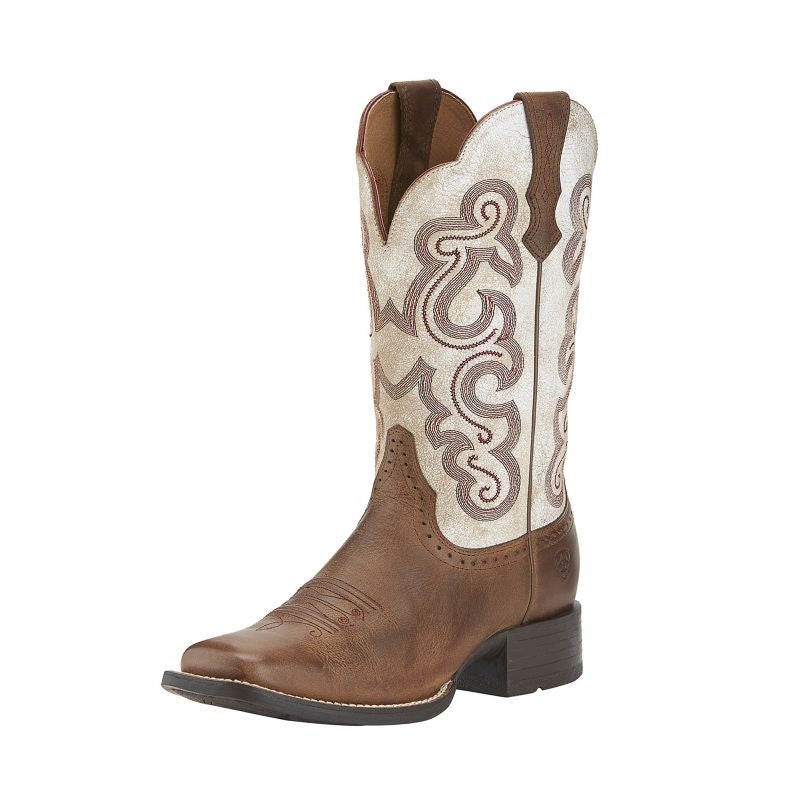 Ariat Ladies Quickdraw Sq Distressed Wht Boots