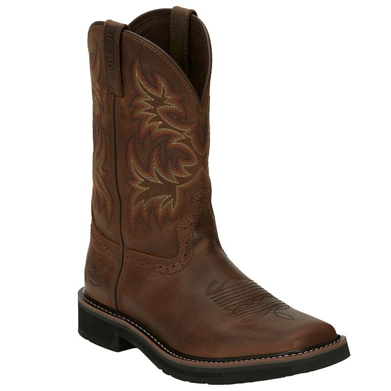 Justin Mens Stampede Sq Rugged Work Boots