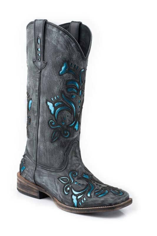 Roper Ladies Square Toe Metallic Silver Boots