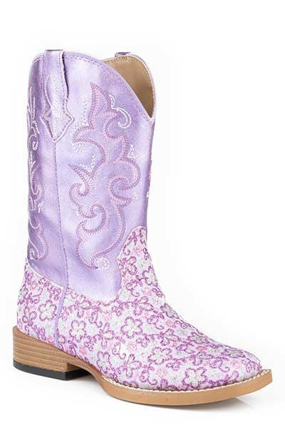 Roper Kids Lavender Square Toe Purple Boots