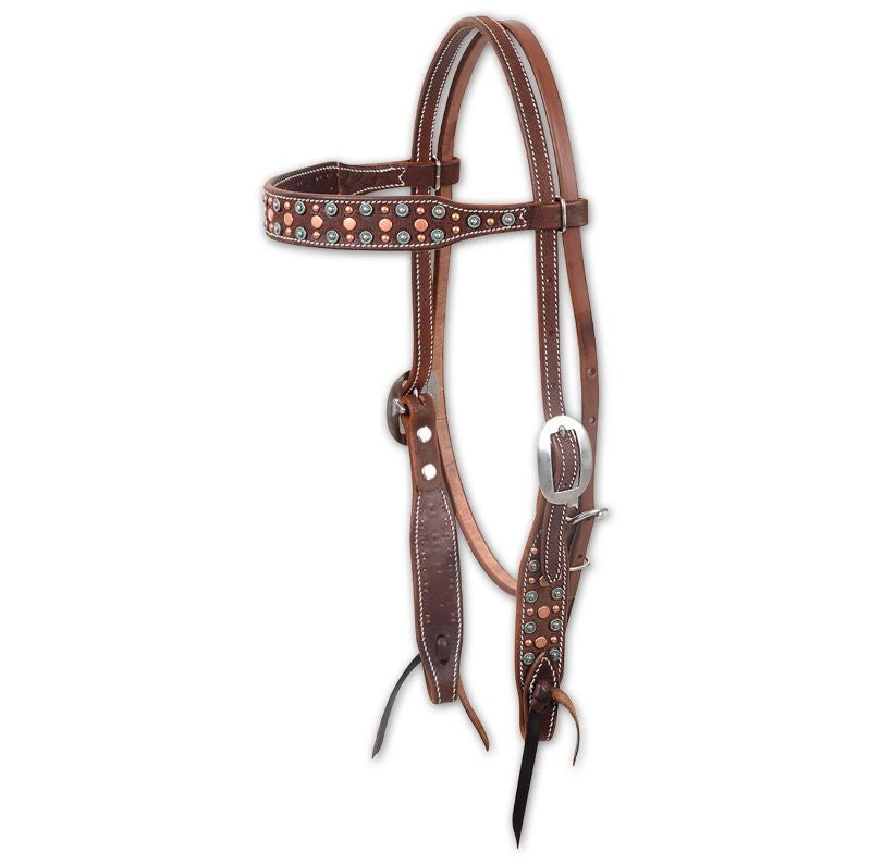 Martin Saddlery Turq/Copper Dots Browband Headstal