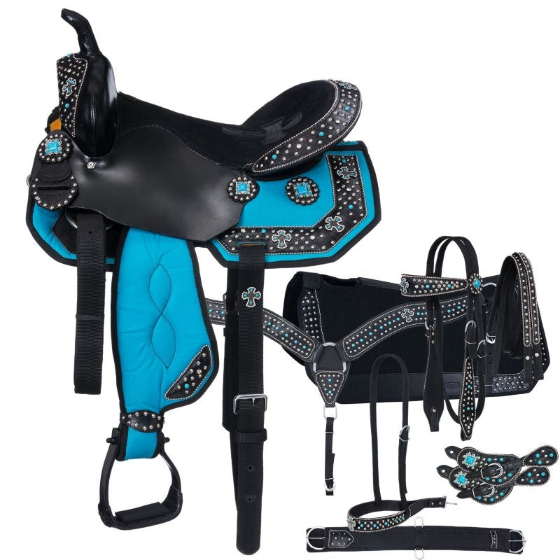 Tough1 Turq Cross 7-Piece Saddle Package