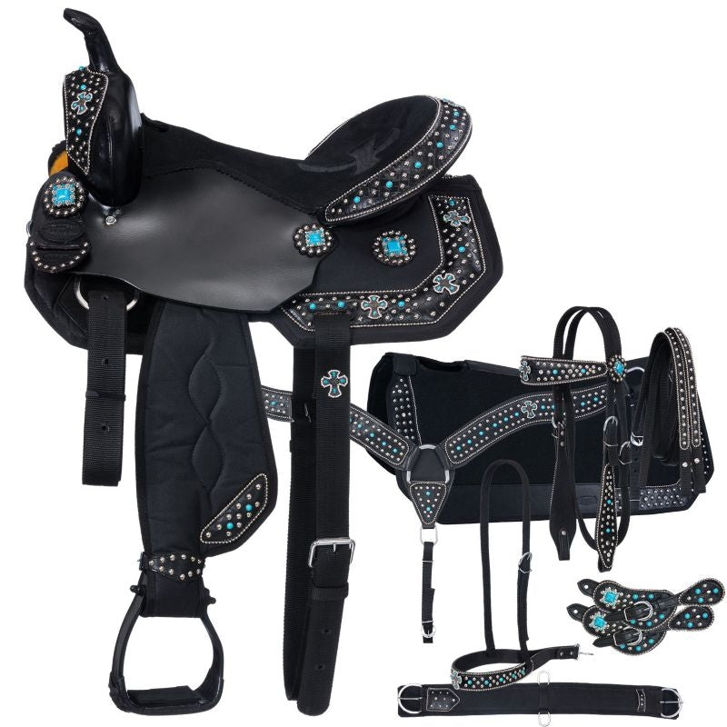 Tough1 Turq Cross 7-Piece Saddle Package