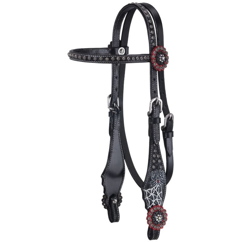 Silver Royal Black Widow Mini Browband Headstall