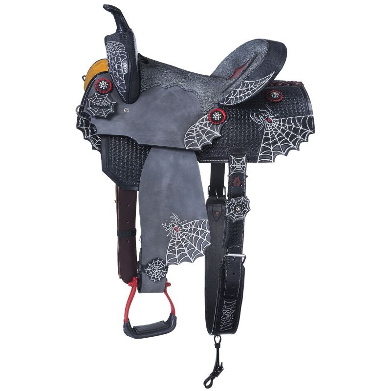 Silver Royal Black Widow Barrel Saddle