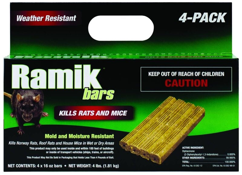 Ramik Green Rodenticide - 4 x 16 oz Bars