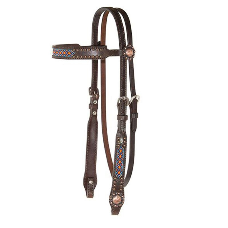 Circle Y Beaded Inlay Copper 5/8in Headstall
