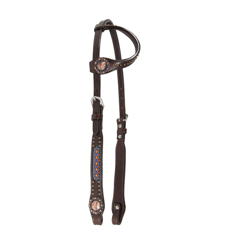 Circle Y Beaded Inlay Copper One Ear Headstall