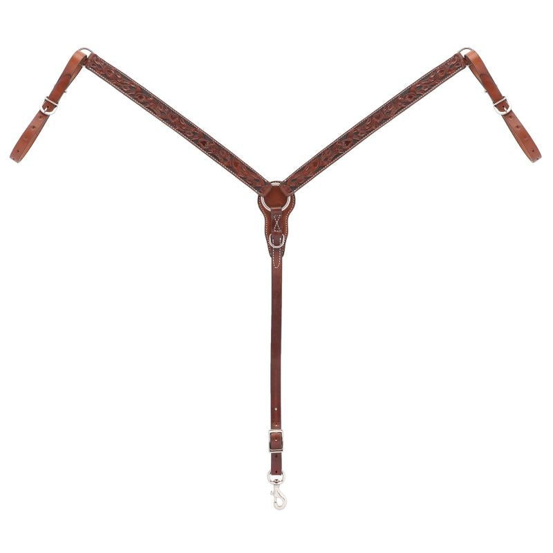 Weaver Turq Cross Carved Chestnut Breast Collar