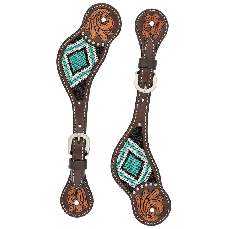 Weaver Turq Cross Ladies Tur Bead Flor Spur Straps