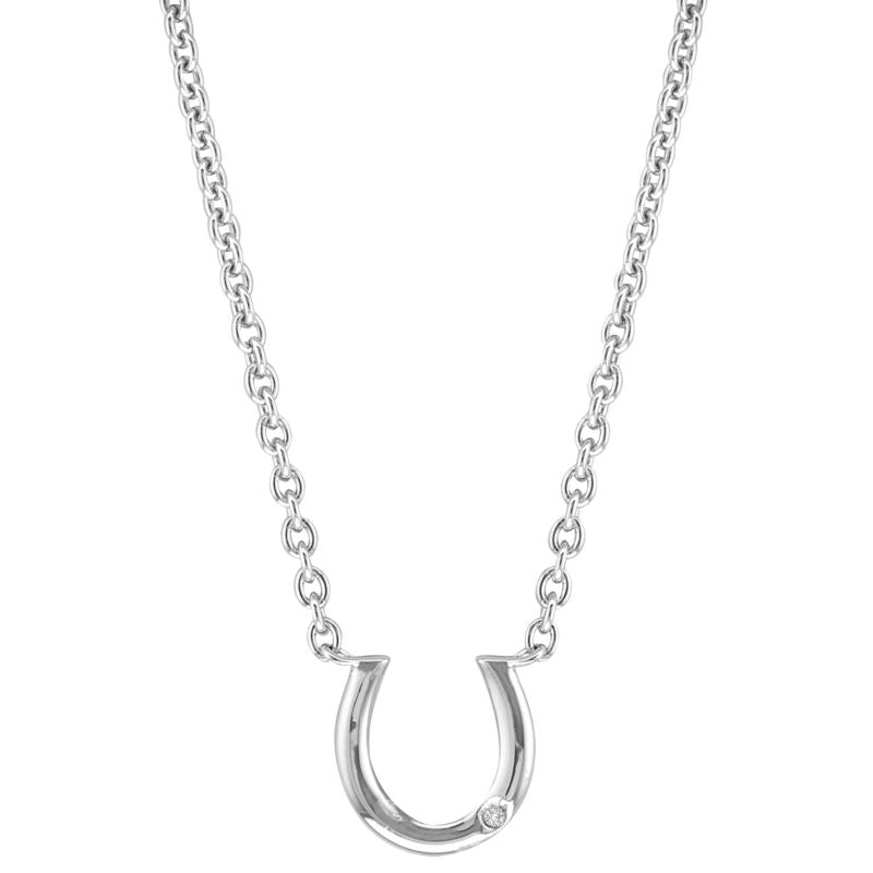 Kelly Herd Diamond CZ Silver Horseshoe Necklace