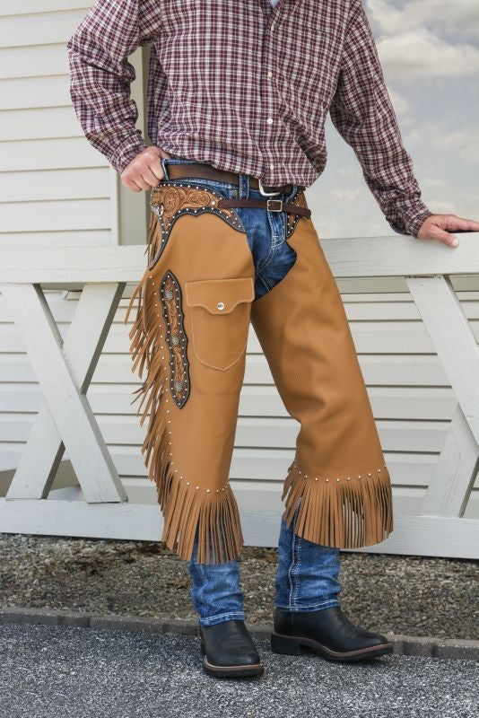 Tough1 Premium Leather Chinks Floral Yoke