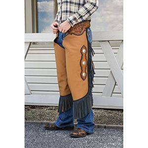 Tough1 Premium Leather Chinks Floral/Fringe