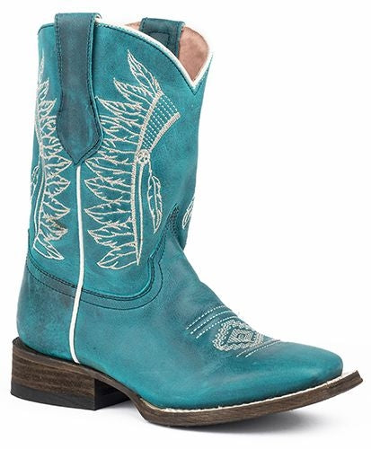 Roper Kids Chiefs Square Toe Turquoise Boots
