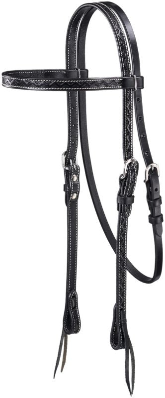 Tough1 Zig Zag Tooled Cowhide Brow Headstall